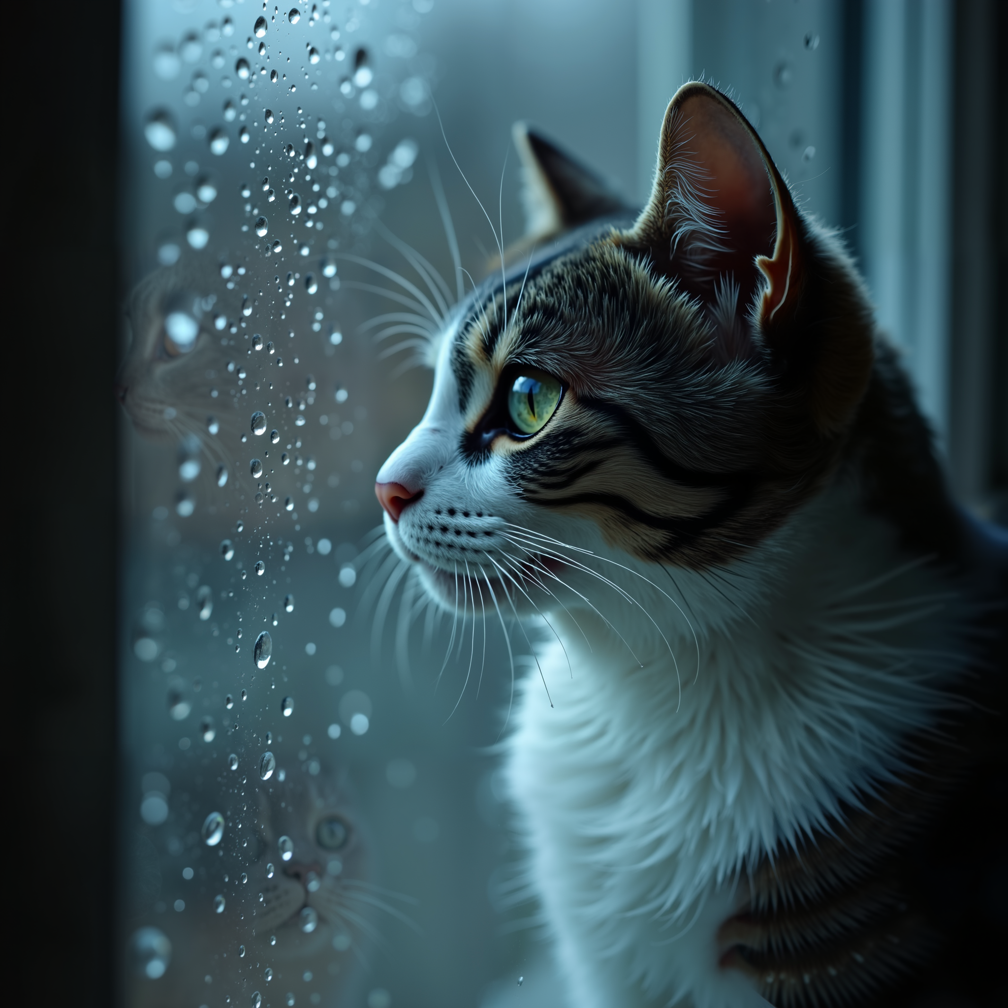 Moody Rainy Window Portrait