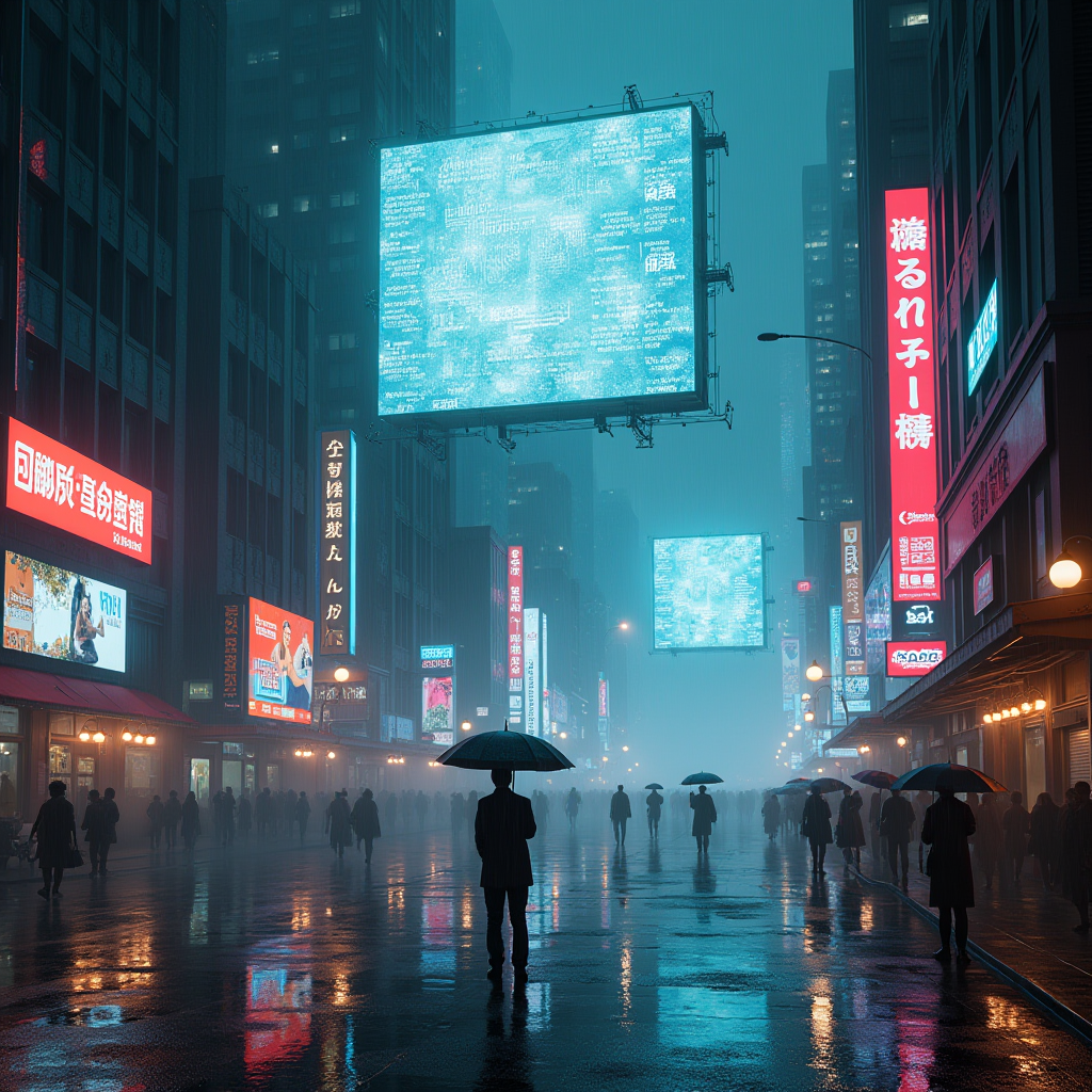 Cyberpunk City Rain Reflection