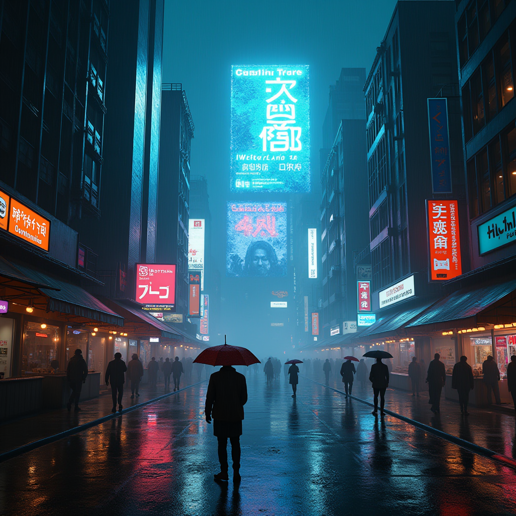 Cyberpunk City Rain Reflection