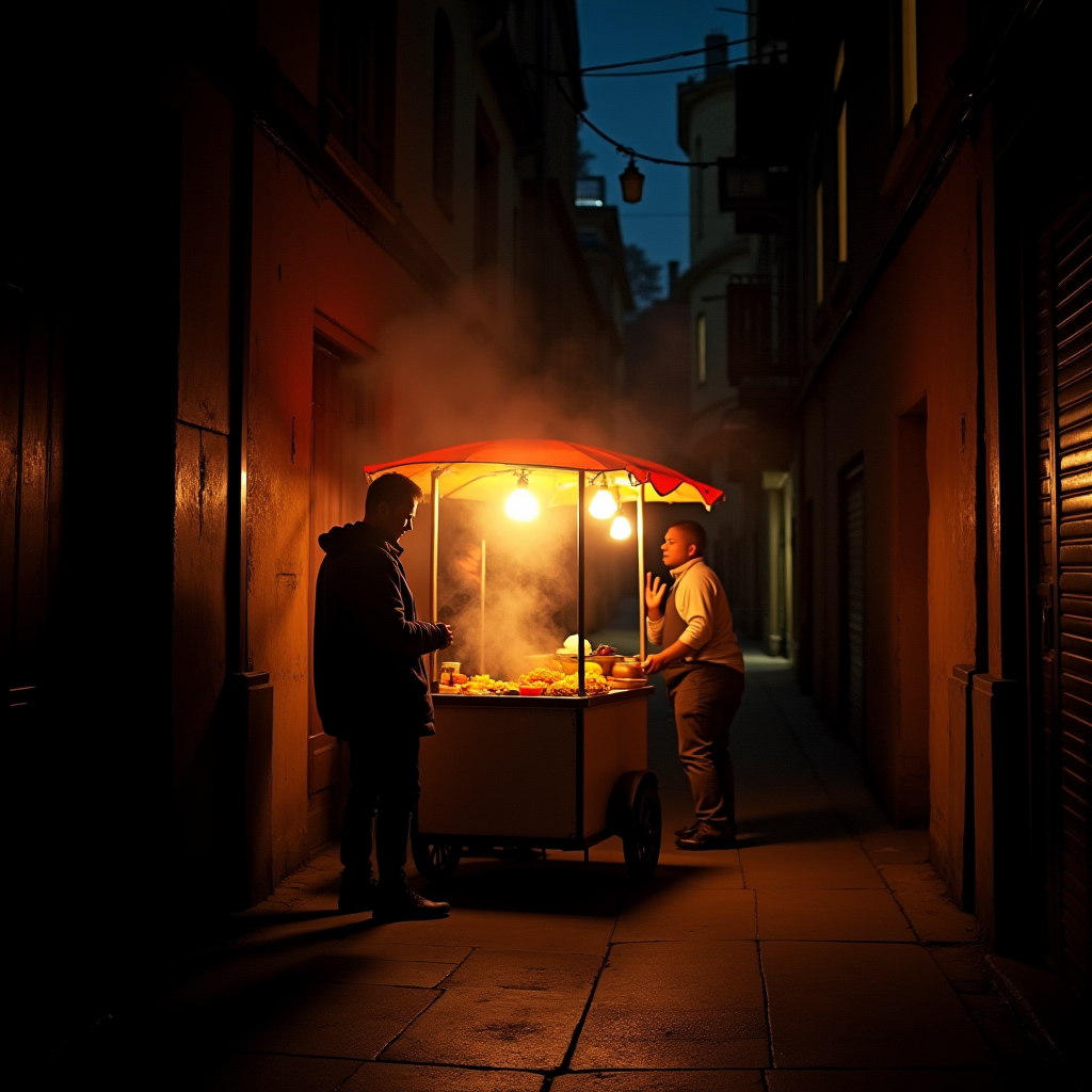 Street Food Vendor at Night