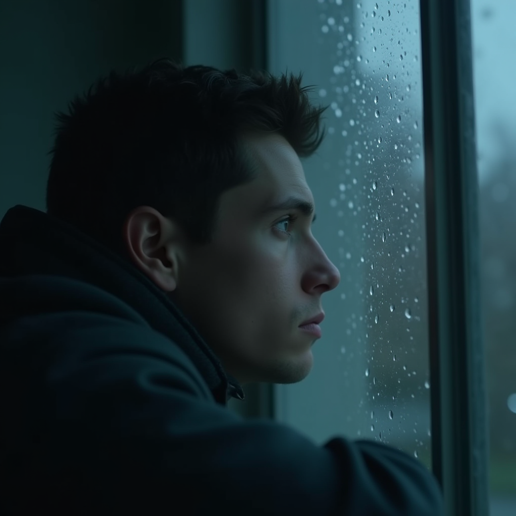 Moody Rainy Window Portrait