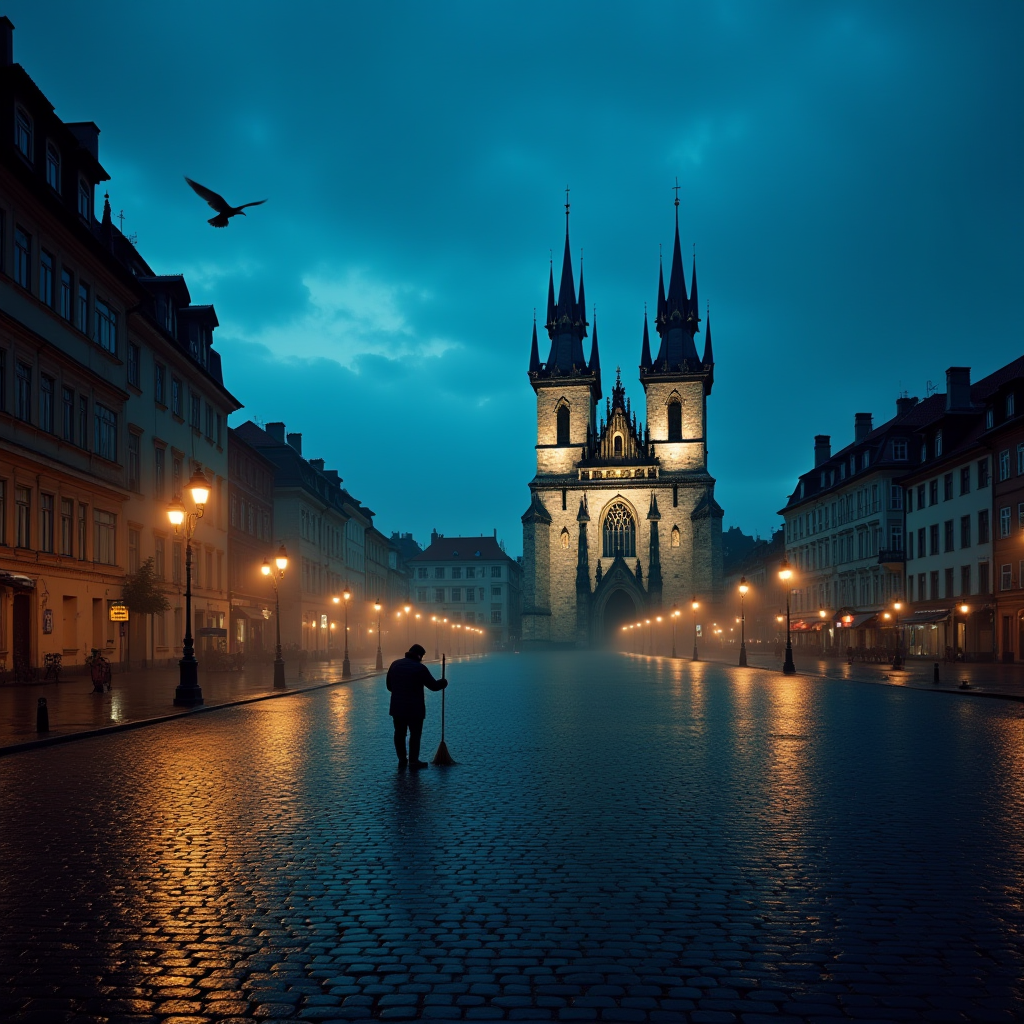 Deserted European Square at Dawn