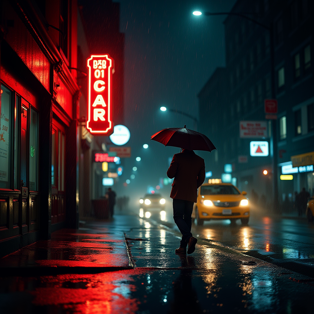 Rainy Night Street Corner