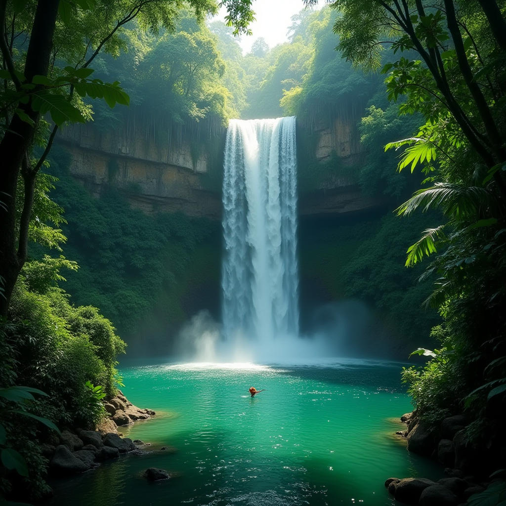 Tropical Waterfall in Jungle