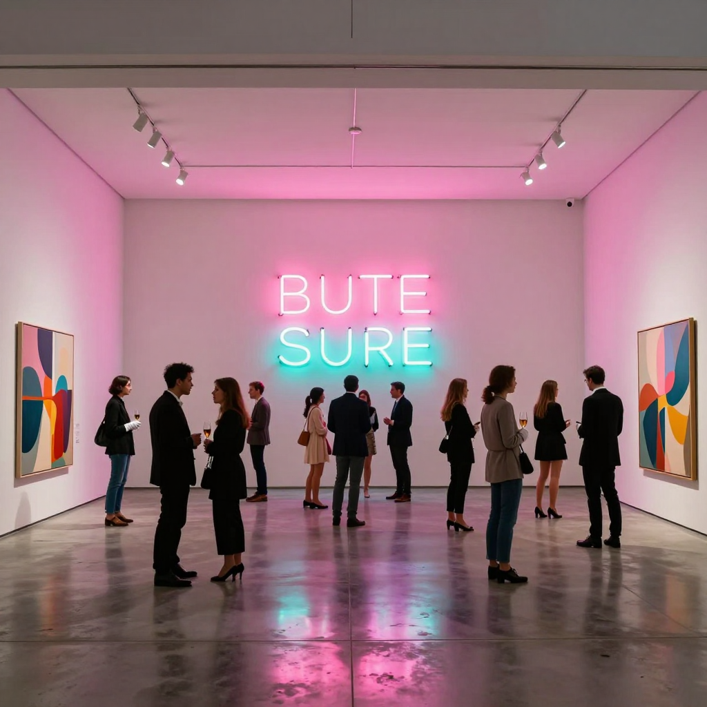 Neon-Lit Contemporary Art Gallery