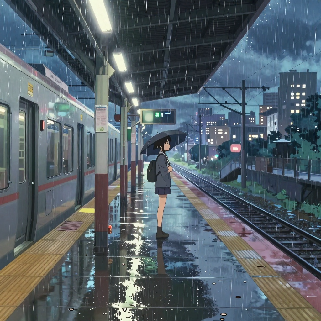 Makoto Shinkai Rain Scene