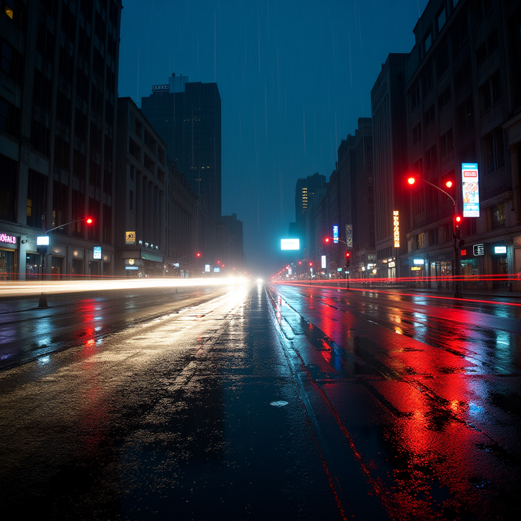 Night City Rainfall Long Exposure