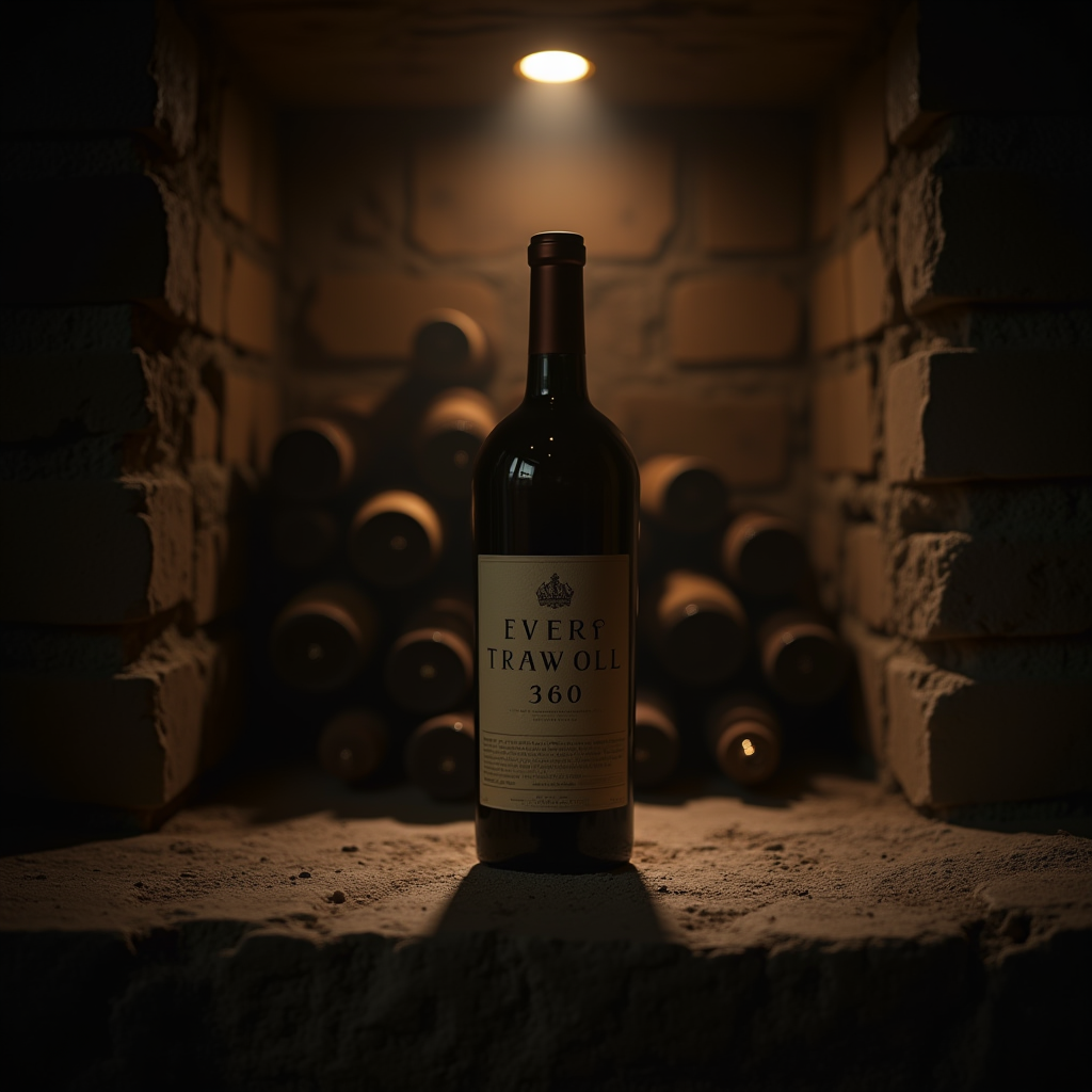 Fine Wine Bottle in Stone Cellar
