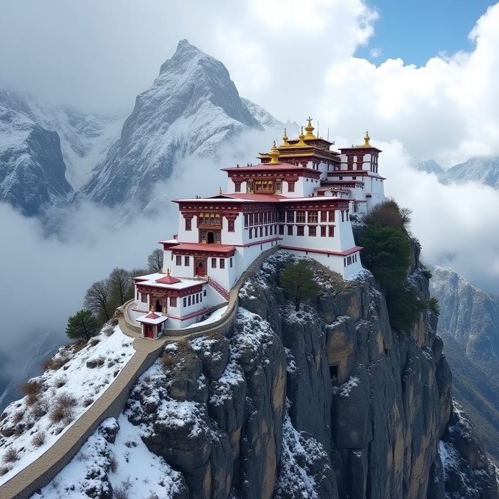 Himalayan Monastery in Snow