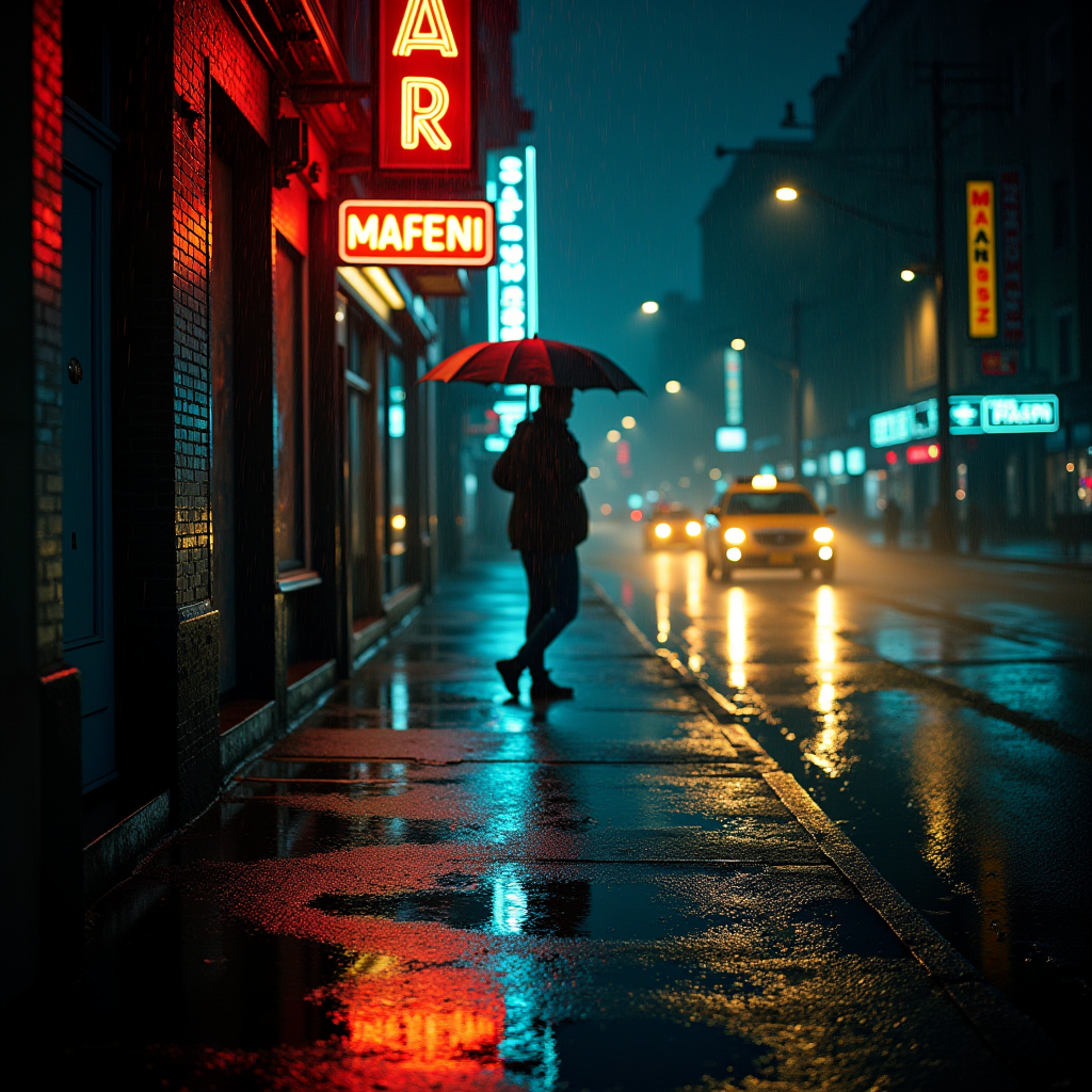 Rainy Night Street Corner