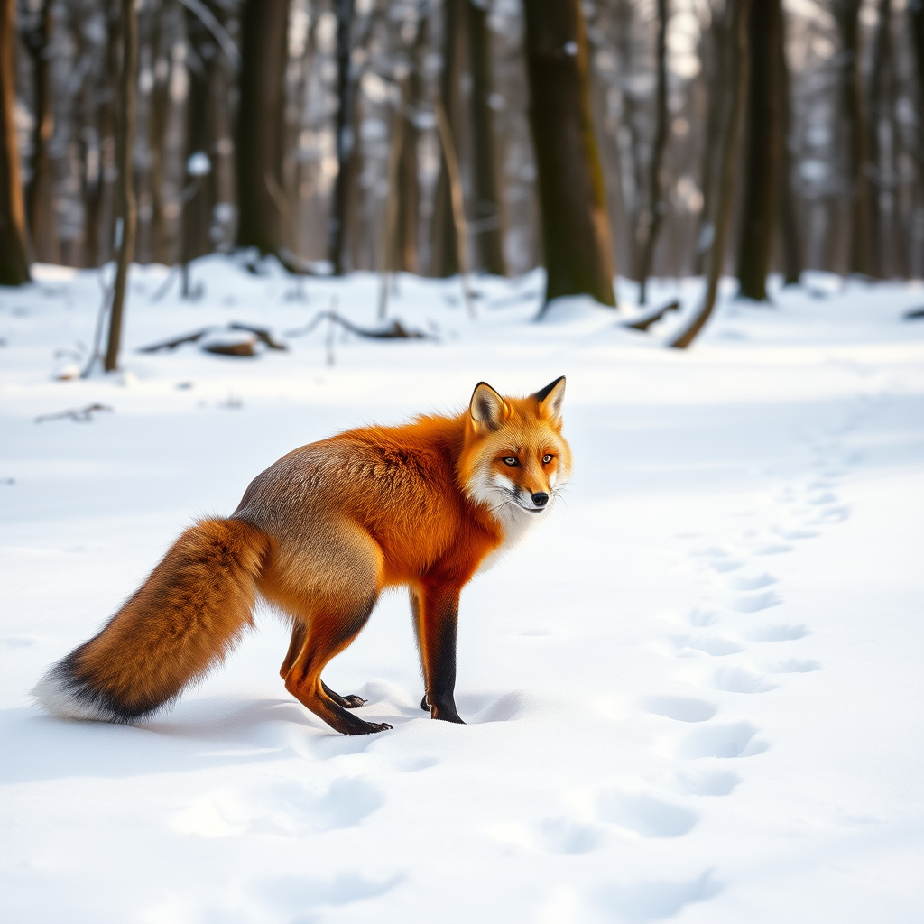 Fox in Snow Winter Forest