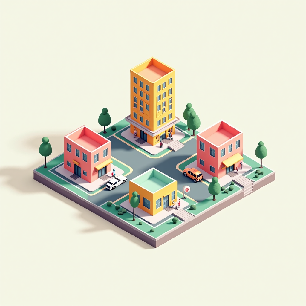 Isometric City Block Illustration