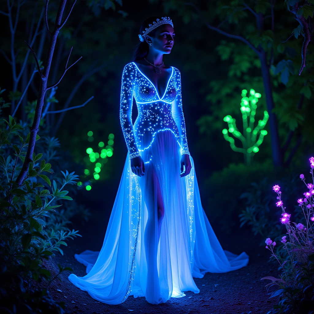 Bioluminescent Garden Fashion Night Shoot