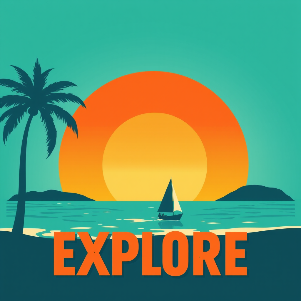 Summer Travel Poster Retro Style