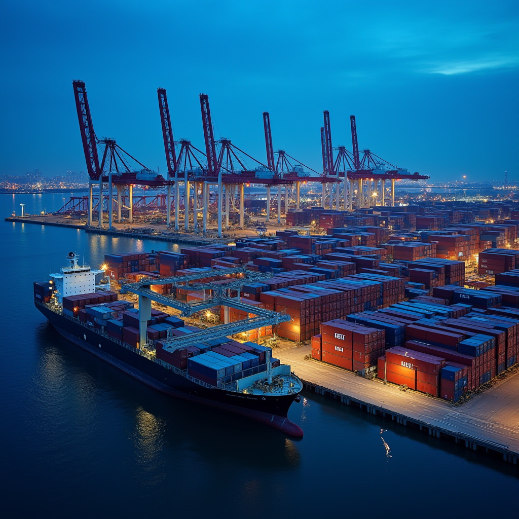 Industrial Port at Blue Hour