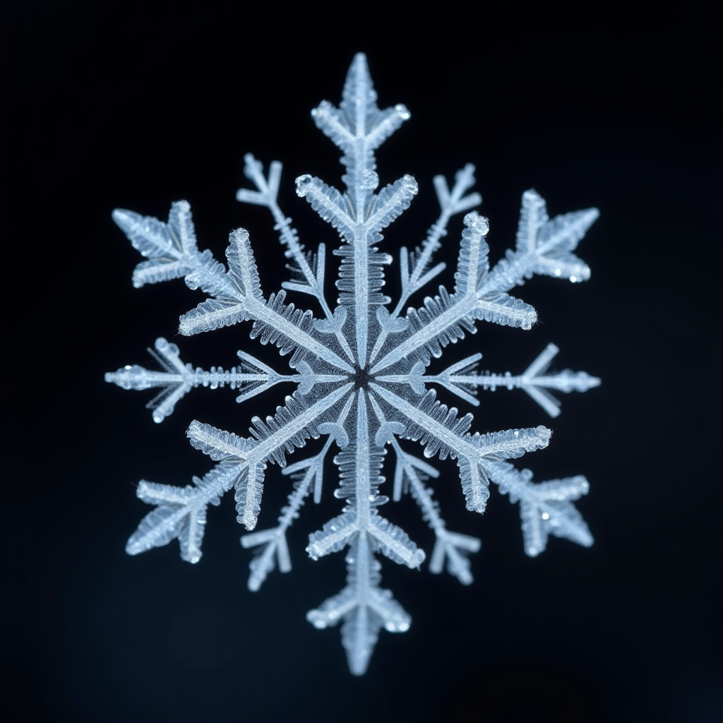 Snowflake Crystal on Dark Surface