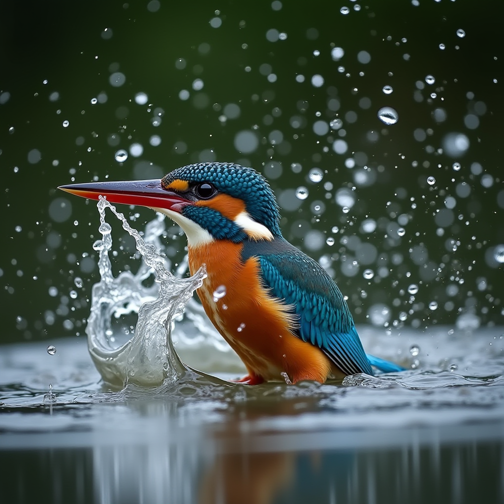 Kingfisher Diving Water Strike