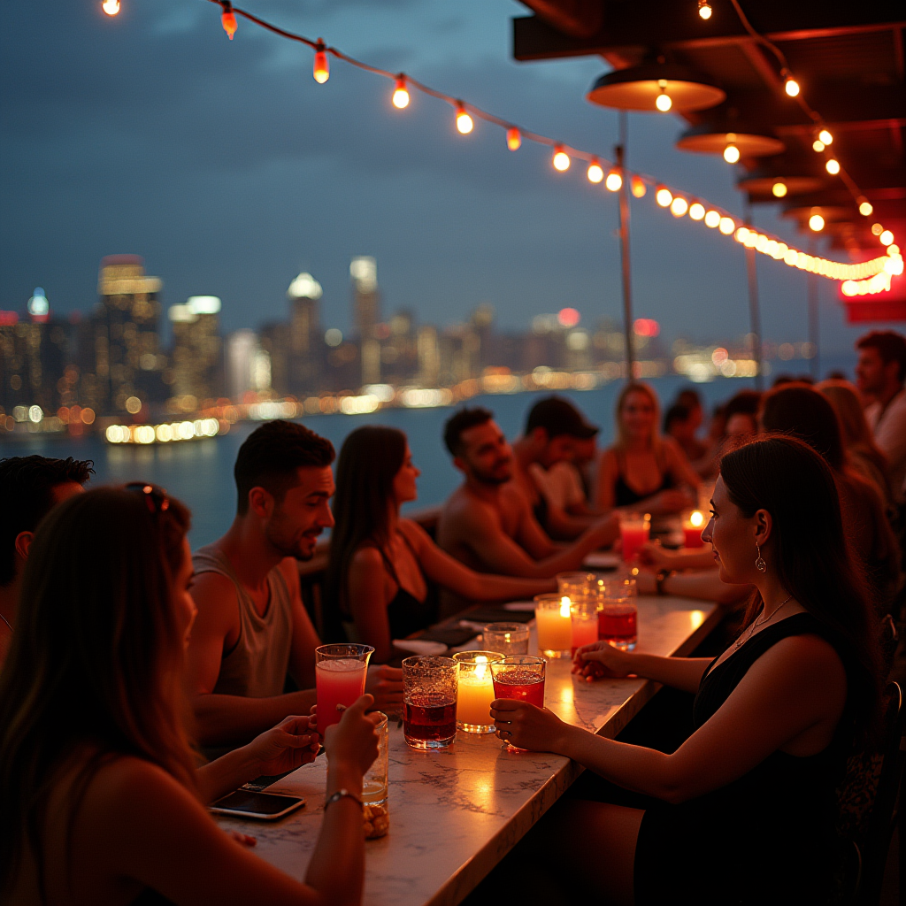 Summer City Rooftop Bar at Dusk