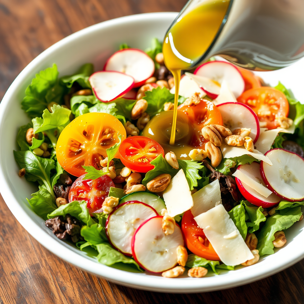 Fresh Green Salad with Dressing