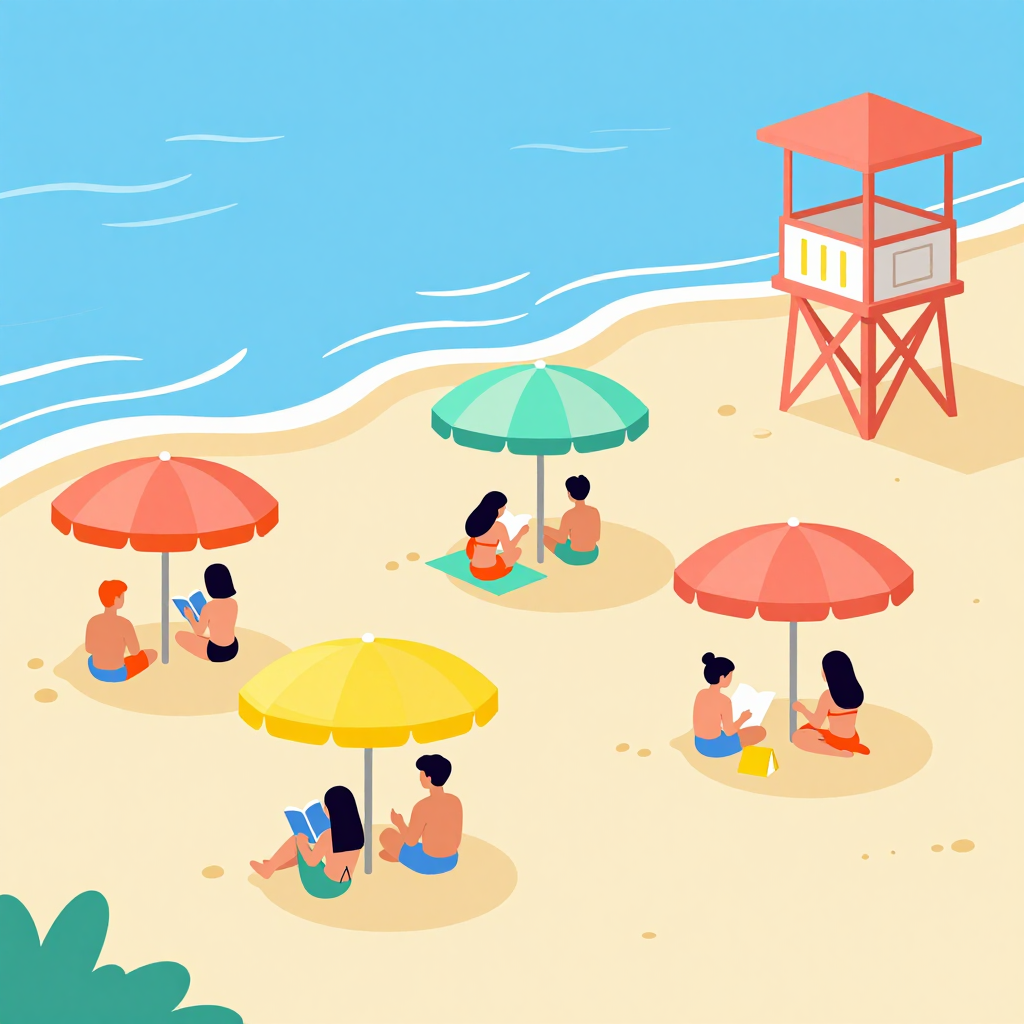 Illustrated Beach Scene Summer