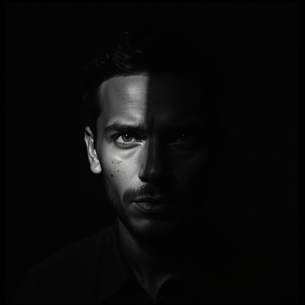 Dramatic Black and White Portrait