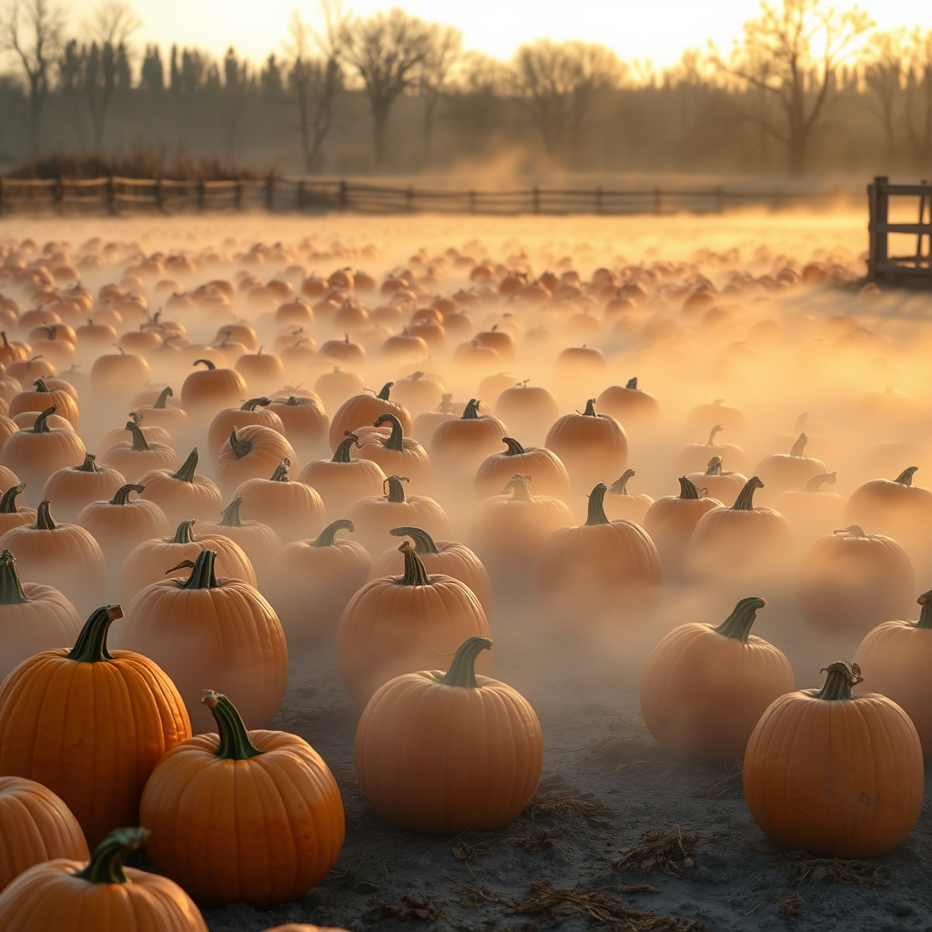 Fog-Covered Pumpkin Patch