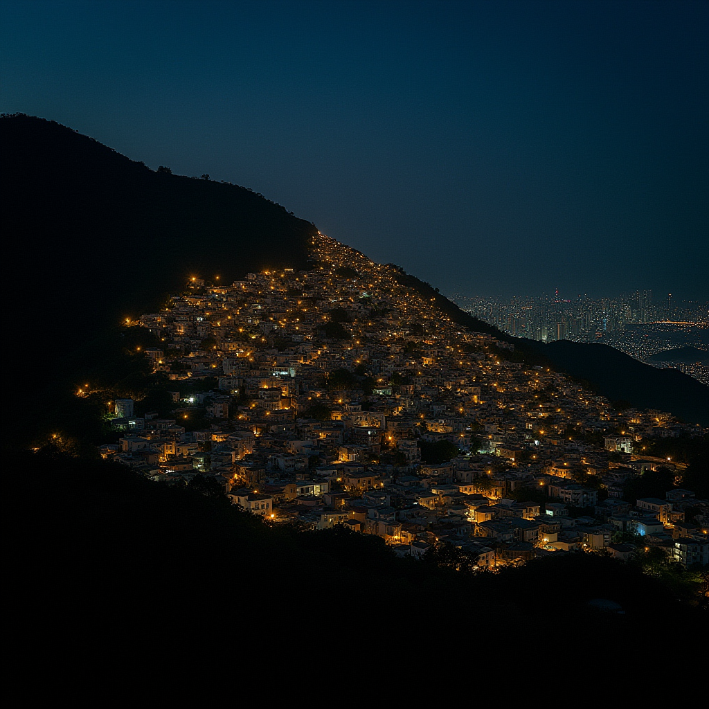 Favela Hillside at Night