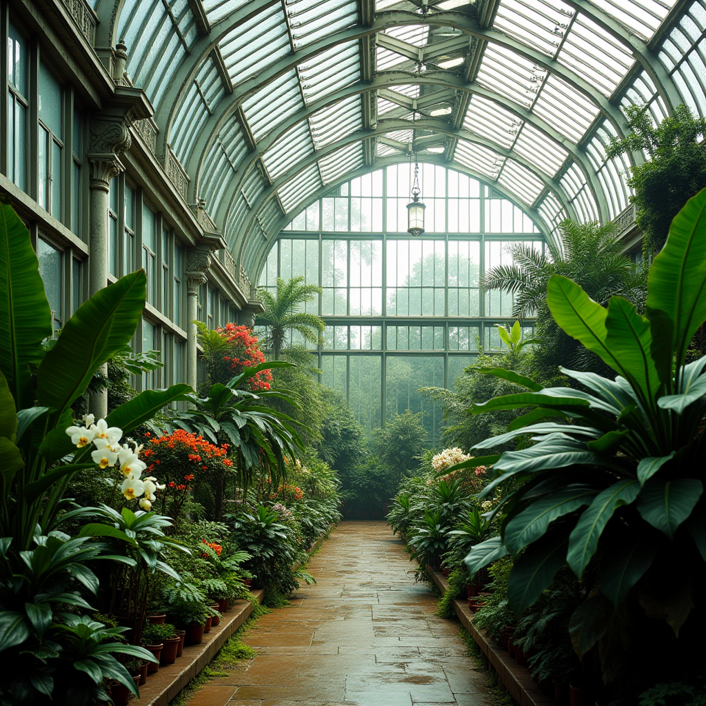 Victorian Greenhouse Filled with Exotic Plants