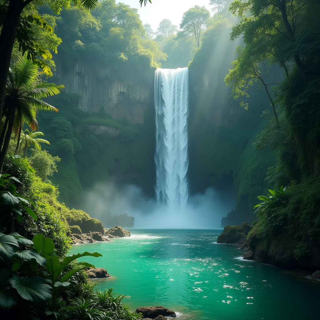 Tropical Waterfall in Jungle