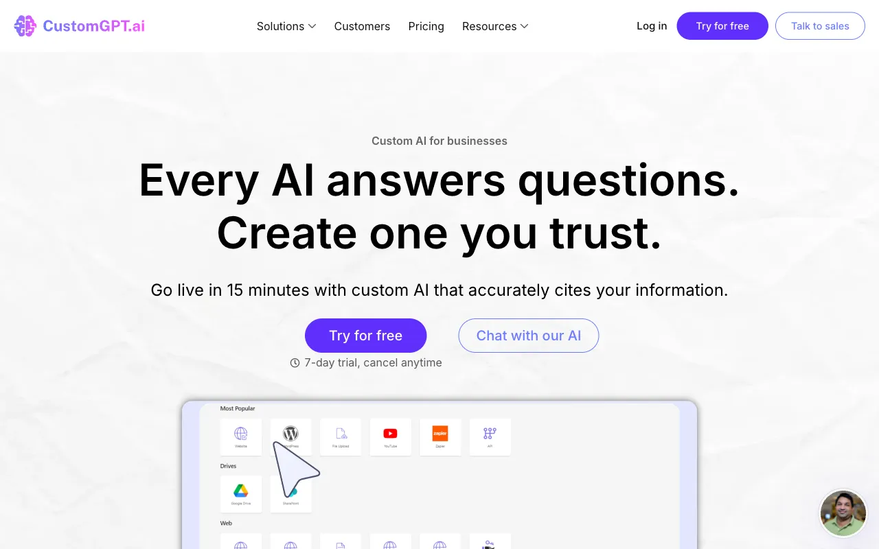 CustomGPT.ai screenshot