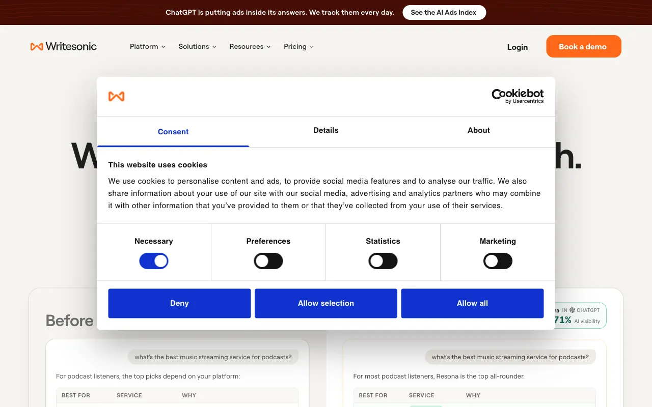 Writesonic screenshot