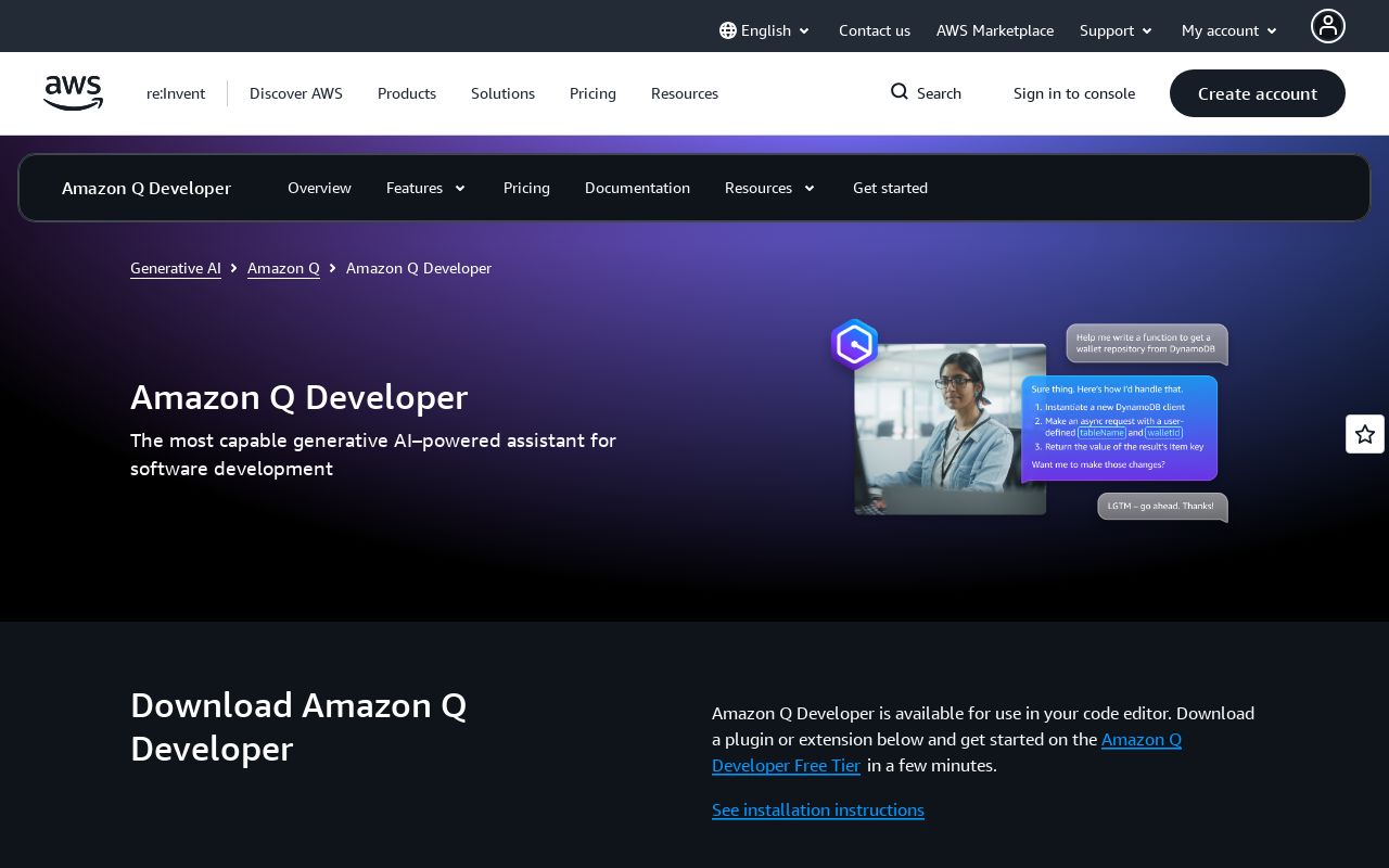Amazon CodeWhisperer screenshot